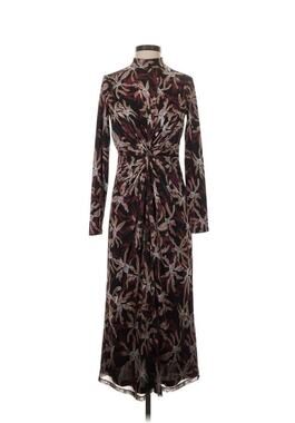 Gemma Albright Whimsygoth Floral Mesh Maxi Dress Mock Neck Twist Front S
